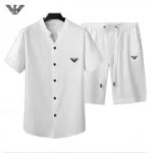 2021 armani Tracksuit manche courte homme shirt and short sets ea2021 blanc